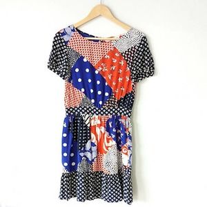 Juicy Couture Laurel Silk Patchwork Dress Size 6